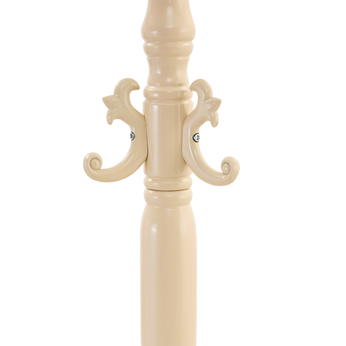 Porte-manteau 50x50x195 Cm, Multicrochets Décoratifs, Bois Et Métal, Couleur Blanc Crème