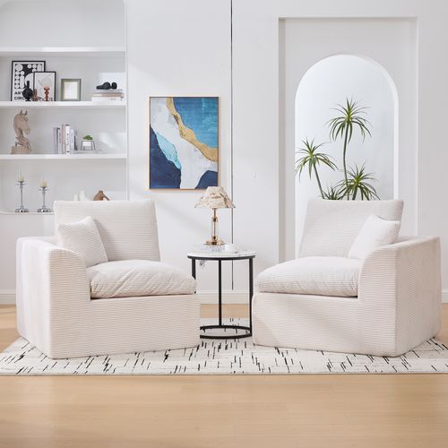 Canapé 2 Places 204x102,5x84 Cm, Dossier Et Assise Doux, Tissu Velours Côtelé, Beige