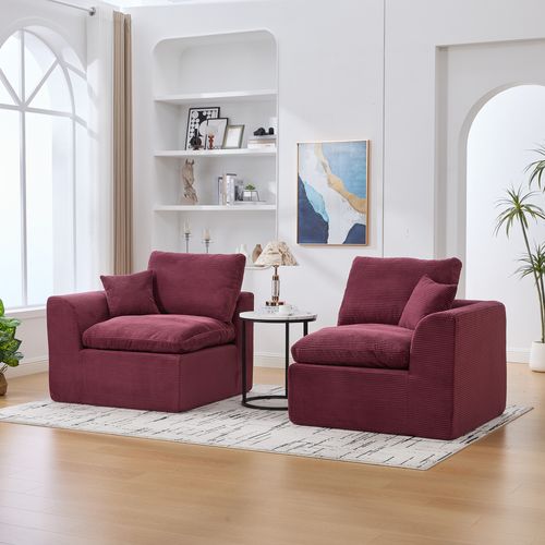 Canapé 2 Places 204x102,5x84 Cm, Confort Renforcé, Tissu Velours Côtelé, Couleur Bordeaux