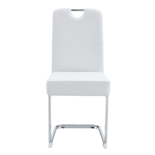 Lot De 2 Chaises De Salle à Manger 52x41.2x97 Cm, Ressorts Intégrés, Métal Et Pu, Blanc+argenté