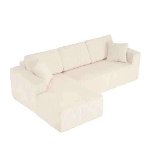 Canapé D'angle Compressé 235x128x60 Cm, Velours Côtelé Beige