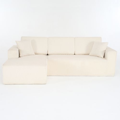 Canapé D'angle Compressé 235x128x60 Cm, Velours Côtelé Beige