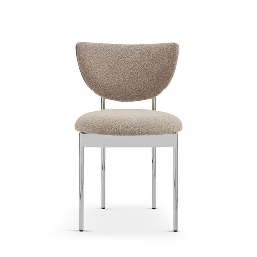 Lot De 2 Chaises Repas 47x47x76 Cm, Dossier En Tissu, Métal, Couleur Kaki Clair