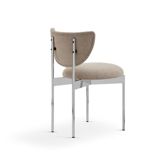Lot De 2 Chaises Repas 47x47x76 Cm, Dossier En Tissu, Métal, Couleur Kaki Clair