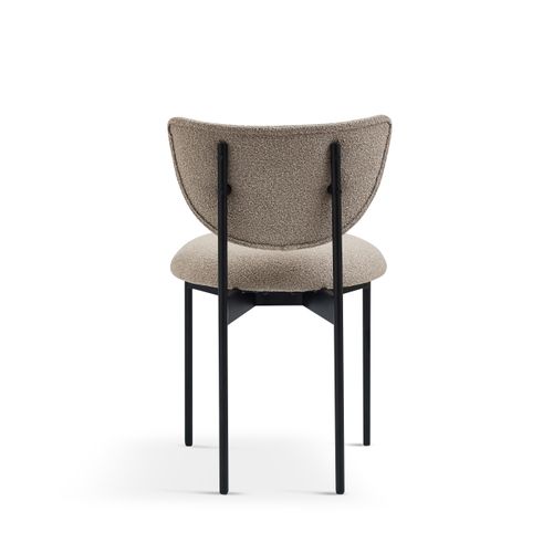 Lot De 2 Chaises Repas 47x47x76 Cm, Sans Accoudoirs, Métal Et Tissu, Beige+noir, Charge 130 Kg