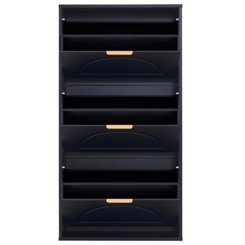 Meuble à Chaussures Étroit 60x24x114 Cm, 3 Clapets Et Anti-basculement, Gain De Place, Mdf, Noir