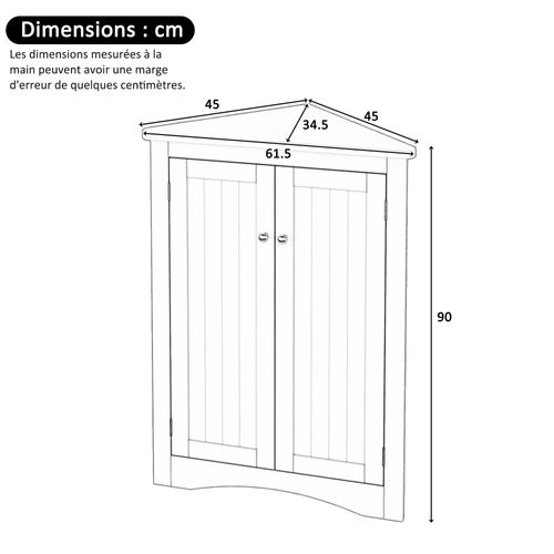 Meuble D'angle 61,5x90 Cm, Armoire 2 Portes Triangulaire Avec 3 Niveaux, Mdf Laqué, Vert