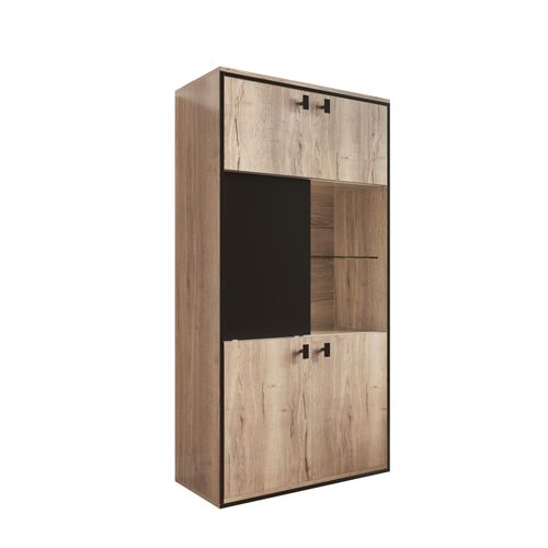 Armoire 77.8x36x150 Cm, 3 Zones Avec Porte Coulissante Et LED, Panneaux En Bois, Coloris Bois