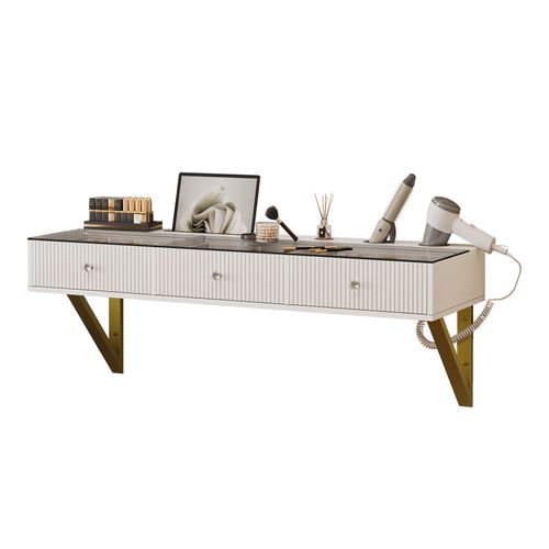 Vitrine Haute 50x40x179 Cm, LED Réglable, 2 Portes Dont 1 Acrylique, Particules, Blanc+bois