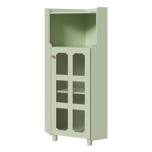 Meuble D'angle 63,5x124 Cm, Éclairage LED Pilotable Par Application, Rangement 2 En 1, Mdf , Vert