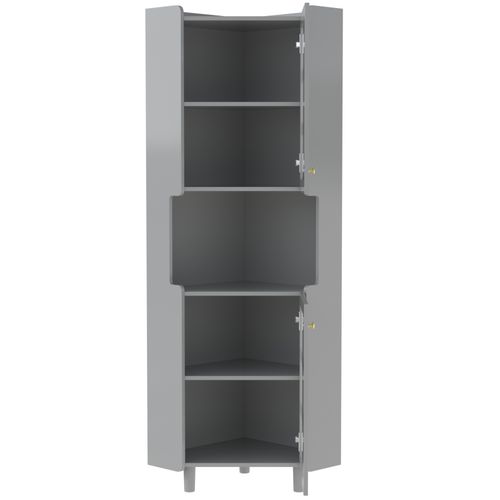 Vitrine D'angle 45x45x157.5 Cm, Éclairage LED Pilotable Par Application, Mdf, Couleur Grise