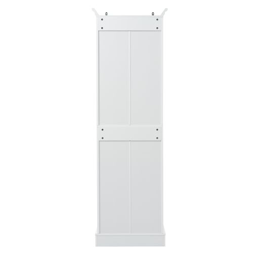 Armoire De Salle De Bain 57.4x37.8x181.9 Cm, 3 Tiroirs, Mdf Laqué, Poignées Noires, Blanc