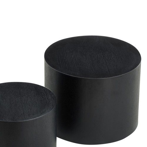 Lot De 2 Bout De Canapé, Diametre 48x38 Et 38x32 Cm, Moderne, Mdf, Couleur Noir