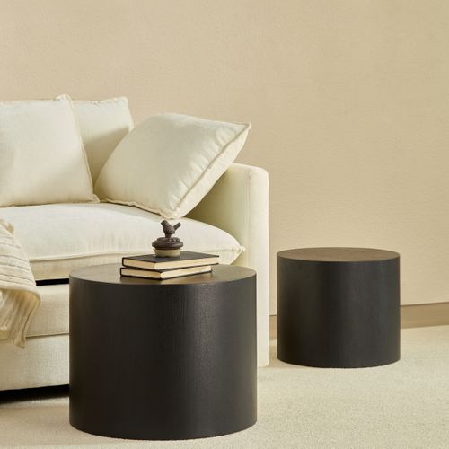 Lot De 2 Bout De Canapé, Diametre 48x38 Et 38x32 Cm, Moderne, Mdf, Couleur Noir