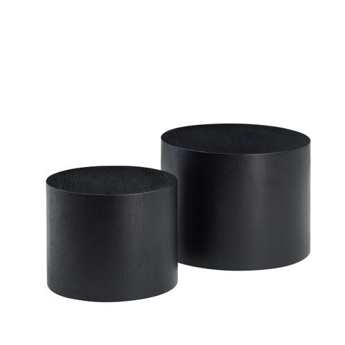 Lot De 2 Bout De Canapé, Diametre 48x38 Et 38x32 Cm, Moderne, Mdf, Couleur Noir