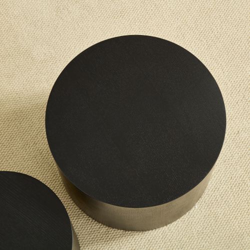 Lot De 2 Bout De Canapé, Diametre 48x38 Et 38x32 Cm, Moderne, Mdf, Couleur Noir