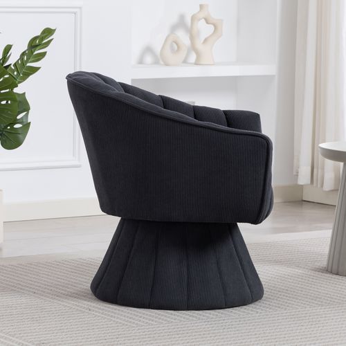 Fauteuil 360 Degrés 70x66x72 Cm, Dossier Enveloppant Ergonomique, Velours Côtelé, Gris Foncé