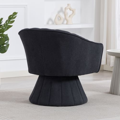 Fauteuil 360 Degrés 70x66x72 Cm, Dossier Enveloppant Ergonomique, Velours Côtelé, Gris Foncé