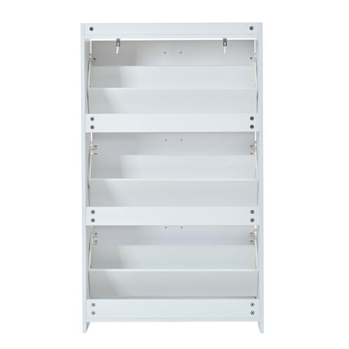 Meuble à Chaussures 70x30x120 Cm, 3 Portes Pliantes, 6 Étagères Réglables, Mdf, Blanc
