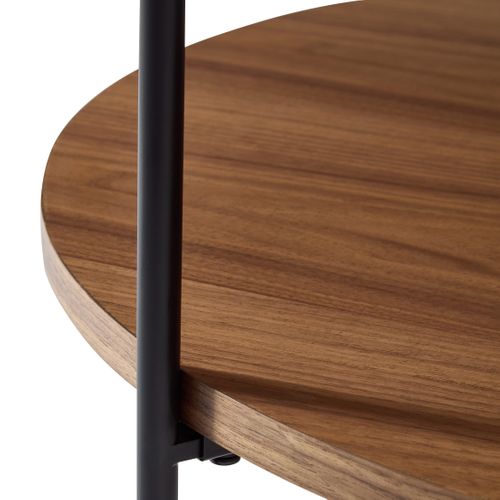 Table D Appoint 69x69x38 Cm, Plateau En Mdf Et Bois, Pieds Métal, Couleur Bois Foncé