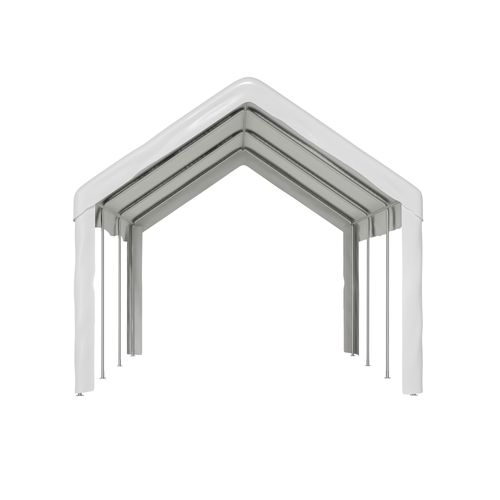 Tonnelle De Jardin 598x299x283 Cm, Double Porte Enroulable, Acier Et Tissu Oxford Enduit Pe, Blanc