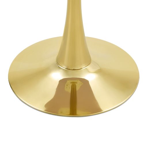 Table D'appoint Ronde 60x60x72 Cm, Plateau Thermoformé 2 Cm, Pied Métal, Mdf, Noir+doré