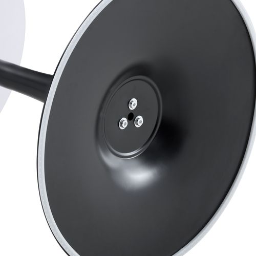 Table D'appoint Ronde 60x60x72 Cm, Pied Central En Métal, Mdf, Couleur Blanc+noir