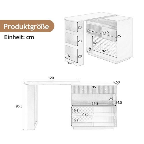 Table De Bar 120x50x95,5 Cm, Éclairage LED, Station De Charge USB Et Type C, Mdf, Blanc