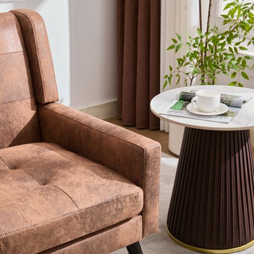 Canapé 2 Places 119x75x88 Cm, Assise Confortable, Tissu Lin, Pieds Bois, Couleur Café