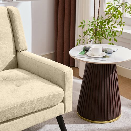 Canapé 2 Places 119x75x88 Cm, Assise Confortable, Tissu Lin, Pieds Bois, Couleur Beige