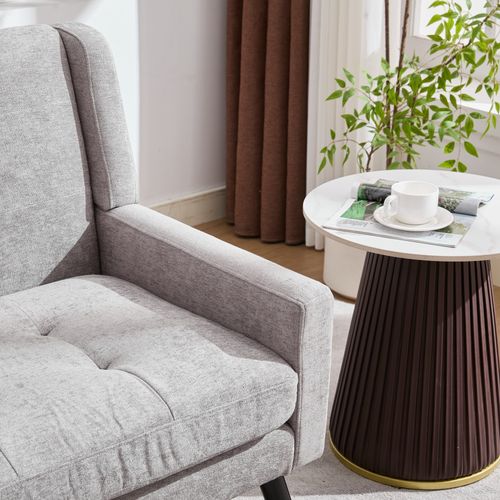 Canapé 2 Places 119x75x88 Cm, Assise Confortable, Tissu Lin, Pieds Bois, Couleur Gris Clair