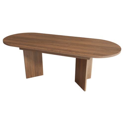 Table Extensible 140-180x90x75 Cm, Plateau Épais 18 Mm Et Coins Arrondis, Mdf, Couleur Brun