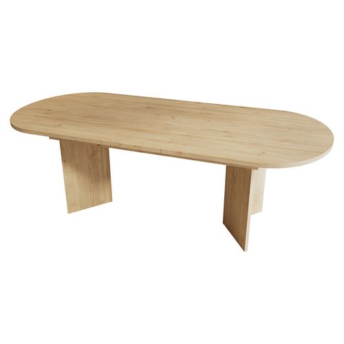 Table Extensible 160-200x90x75 Cm, 6 à 8 Personnes, Plateau 18 Mm, Panneau Mdf, Couleur Bois Clair