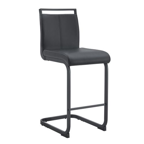 Lot De 2 Tabourets De Bar 51.3x35.5x96.5 Cm, Structure En Métal Et Pu, Couleur Noire