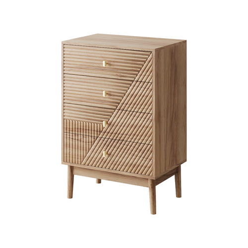 Commode 60x40x90 Cm, 4 Tiroirs, Rangement Moderne, Mdf Et Panneaux De Particules, Couleur Bois