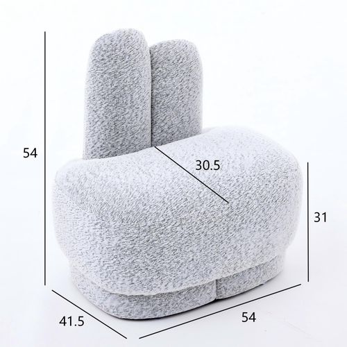 Pouf Lapin 54x41.5x54 Cm, Siège Enfant Et Repose-pieds, Tissu Et Mousse, Gris