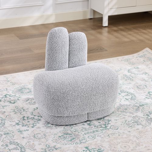 Pouf Lapin 54x41.5x54 Cm, Siège Enfant Et Repose-pieds, Tissu Et Mousse, Gris