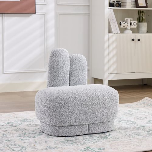 Pouf Lapin 54x41.5x54 Cm, Siège Enfant Et Repose-pieds, Tissu Et Mousse, Gris