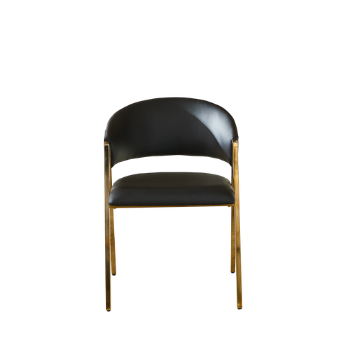 Lot De 2 Chaises De Salle à Manger, 59x56x77 Cm, Assise Confortable, Pu, Métal, Noir+doré