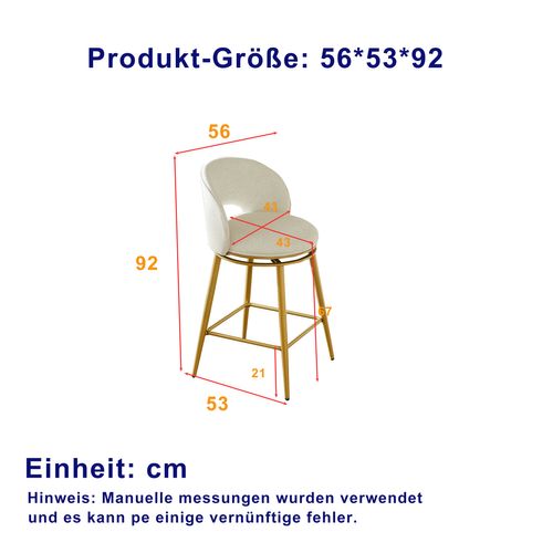 Tabouret De Bar Pivotant, Rotation 360, Avec Repose Pieds, Tissu Chenille, Beige+doré