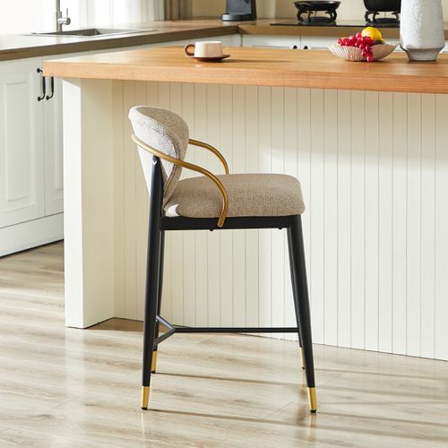 Lot De 2 Tabourets De Bar, Hauteur Réglable, Dossier Et Repose Pieds, Tissu Chenille, Brun+noir