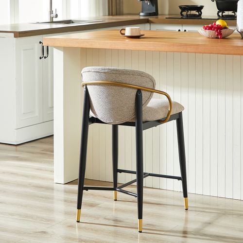 Lot De 2 Tabourets De Bar, Hauteur Réglable, Dossier Et Repose Pieds, Tissu Chenille, Brun+noir