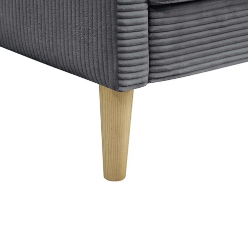 Canapé 2 Places Compact, Gain De Place, Bois Et Velours Côtelé, Couleur Gris