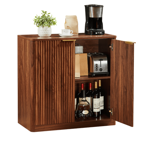 Buffet Bas 80x39.8x80 Cm, Rangement Avec Étagères Réglables, Panneau De Particules, Marron