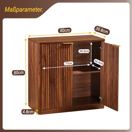 Buffet Bas 80x39.8x80 Cm, Rangement Avec Étagères Réglables, Panneau De Particules, Marron