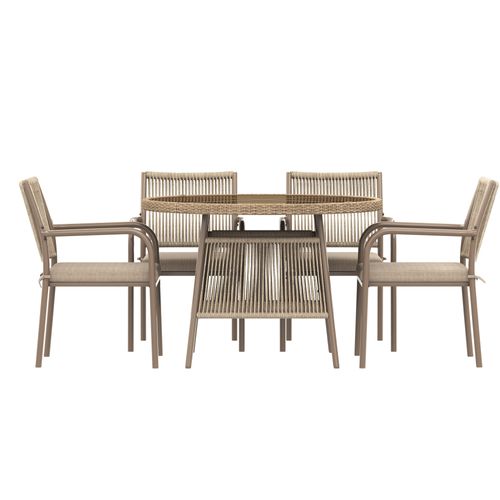 Ensemble Table Ronde Et 4 Chaise, 5 Pièces 110x110x74+61.5x55.5x84 Cm, Verre Trempé, Fer, Gris