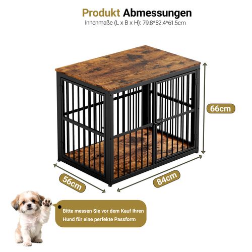 Cage Pour Chien 84x56x66 Cm, 3 Portes Modulable, Fer Et Panneaux De Particules, Noir Brun