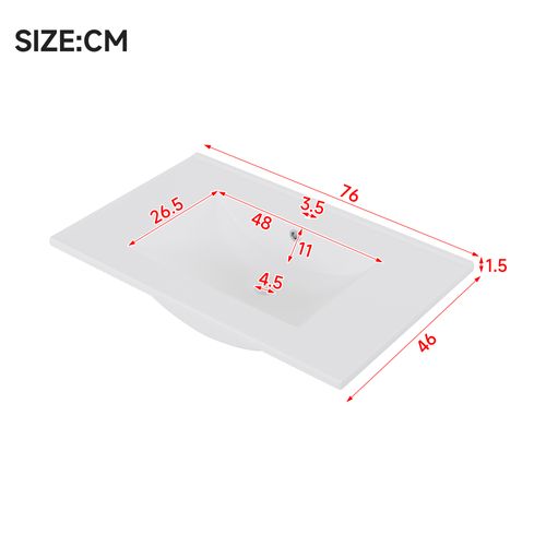 Meuble Vasque Suspendu 76x46x51 Cm, LED Capteur Radar, 2 Tiroirs, Mdf Et Céramique, Couleur Blanc