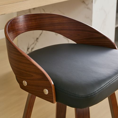 Lot De 2 Tabourets De Bar 63 Cm, Assise Pivotante 360 Degres, Pu, Noir