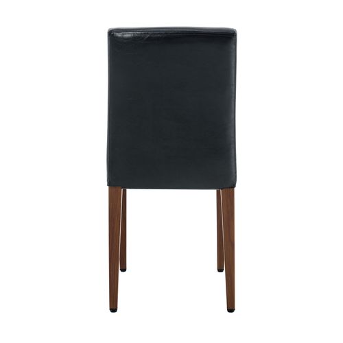 Lot De 4 Chaises Salle à Manger, H90 Cm, Assise Pu Noir, Pieds Metal Effet Marron